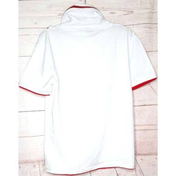 Vassari Los Angeles High Zipper Collar Large Red White Designer Shirt - Picture 5 of 10